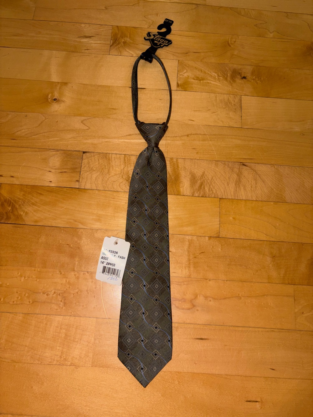 Kids Adjustable Grey Patterned Tie